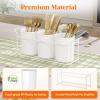 imageLifewit Plastic Silverware Caddy with Metal Rack Utensil Holder for Party Cutlery Flatware Organizer for Kitchen Countertop Forks Spoons Knives Storage for Picnic Camping Outdoor Buffet WhiteWhite