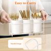 imageLifewit Plastic Silverware Caddy with Metal Rack Utensil Holder for Party Cutlery Flatware Organizer for Kitchen Countertop Forks Spoons Knives Storage for Picnic Camping Outdoor Buffet WhiteWhite