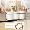 imageLifewit Plastic Silverware Caddy with Metal Rack Utensil Holder for Party Cutlery Flatware Organizer for Kitchen Countertop Forks Spoons Knives Storage for Picnic Camping Outdoor Buffet WhiteWhiteBlack
