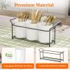imageLifewit Plastic Silverware Caddy with Metal Rack Utensil Holder for Party Cutlery Flatware Organizer for Kitchen Countertop Forks Spoons Knives Storage for Picnic Camping Outdoor Buffet WhiteWhiteBlack