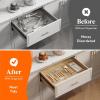 imageLifewit Silverware Drawer Organizer 575quot x 1165quot Clear Utensil Tray for Kitchen Drawer Stackable Plastic Flatware and Cutlery Storage Box Divider for Spoons Forks Knives Tools 2 Pack3