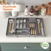 imageLifewit Silverware Organizer for Kitchen Drawers Expandable Utensil Tray with Removable Knife Block Adjustable Cutlery and Flatware Holder Plastic Spoon Forks Holder Storage Divider Large BlackGray