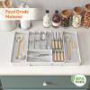imageLifewit Silverware Organizer for Kitchen Drawers Expandable Utensil Tray with Removable Knife Block Adjustable Cutlery and Flatware Holder Plastic Spoon Forks Holder Storage Divider Large BlackWhite