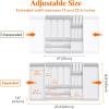 imageLifewit Silverware Organizer for Kitchen Drawers Expandable Utensil Tray with Removable Knife Block Adjustable Cutlery and Flatware Holder Plastic Spoon Forks Holder Storage Divider Large BlackWhite