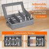imageLifewit Silverware Storage Box Flatware Organizer with Zipper Lid 5 Compartment Cutlery Case with Adjustable Divider and Handle Utensil Container for Spoon Fork Knives Tableware Gray 1 Pack2