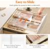 imageLifewit Sliding Makeup Drawer Organizer Trays with Inserts Extendable Hanging Desk Drawer Divider Fits 1320quot Deep Drawers 18quot High Plastic Organizer Tray for Vanity Office Kitchen WhiteTranslucent