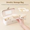 imageLifewit Travel Jewelry Case with Mirror and Handle Jewelry Box with 4 Pcs Jewelry Organizer Zipper Pocket for EarringsRingsNecklaces Portable Mini Jewelry Storage Gift for Women Girls CreamWhite