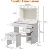 imageLifewit Vanity with Large Mirror and Lights Adjustable ColorBrightness 2 Power Outlets 2 USB Ports White Makeup Desk with Storage Stool 3 Drawers 1 Cabinet 3 Open Storage SpaceBulbs Light Mirror