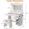 imageLifewit Vanity with Large Mirror and Lights Adjustable ColorBrightness 2 Power Outlets 2 USB Ports White Makeup Desk with Storage Stool 3 Drawers 1 Cabinet 3 Open Storage SpaceLED Light Mirror