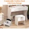 imageLifewit Vanity with Mirror and Lights Adjustable ColorBrightness 2 Power Outlets 2 USB Ports White Makeup Desk with Storage Stool 8 Open Shelves 2 Drawers 2 Lipstick Holders Bottom ShelfLED Light Mirror