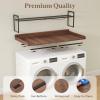 imageLifewit Washer Dryer Countertop with Adjustable Shelf Splice Type 54quot x 275quot Melamine Cover for The Top with Edge Rails Towel Rack 8 Hooks Laundry Room Storage and Organization BlackWalnut