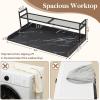 imageLifewit Washer Dryer Countertop with Adjustable Shelf Splice Type 54quot x 275quot Melamine Cover for The Top with Edge Rails Towel Rack 8 Hooks Laundry Room Storage and Organization BlackBlack Marble