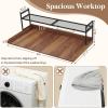 imageLifewit Washer Dryer Countertop with Adjustable Shelf Splice Type 54quot x 275quot Melamine Cover for The Top with Edge Rails Towel Rack 8 Hooks Laundry Room Storage and Organization BlackWalnut