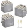 imageLifewit 2 Pcs Champagne Flute Storage Box with Dividers Stackable Cationic Hard Shell Stemware Containers with 12 Cells Foldable Dustproof Glassware Organizer Case for Moving Light Grey3