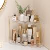 imageLifewit 2Tier Corner Bathroom Counter Organizer Plastic Makeup Skincare Organizers Storage Countertop Sink Vanity Trays Perfume Cosmetic Shelf in Bedroom Dresser Kitchen ClearClear