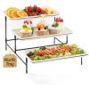 imageLifewit 3 Tier Serving Tray 12quot x 65quot White Plastic Tiered Food Serving Platters Tiered Tray Stand for Party with Black Collapsible Metal Stand Dessert Display Stands for Cookies Crackers12 x 65