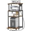 imageLifewit 4 Tier Printer Stand with 3 Power Outlets Wheels and Adjustable Storage Shelf for Home Office Rolling Printer Cart for Shredder Scanner Fax Rustic BrownRustic Brown