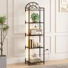 imageLifewit Arched Geometric Led Display Shelf with Adjustable Color Temperature and Brightness Control Etagere Bookshelf with Metal Frame and Glass Shelf for Living Room Bedroom Curio Cabinet GoldBlack