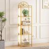 imageLifewit Arched Geometric Led Display Shelf with Adjustable Color Temperature and Brightness Control Etagere Bookshelf with Metal Frame and Glass Shelf for Living Room Bedroom Curio Cabinet GoldGold