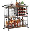 imageLifewit Bar Cart for The Home 3 Tier Drink Cart with Lockable Wheels 12 Wine Rack and 3 Rows Glass Holders Liquor Serving Cart for Kitchen Dining Livingroom 316quot x 131quot x 339quot GoldBlack