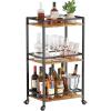 imageLifewit Bar Cart for The Home 3 Tier Small Rolling Wine Cart Drink Serving Cart with Lockable Wheels Mini Liquor Utility Cart for Kitchen Dining Living Room 17quot x 118quot x 321quot GoldBlack