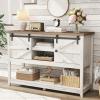 imageLifewit Farmhouse Entryway Console Table Adjustable Shelf Sliding Barn Doors 47 x 157quot x 32quot Hallway Table with Bottom Open Shelf for Entrance Living Room Foyer Rustic White