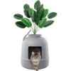 imageLifewit Litter Box Cat with Faux Plant ampamp Scoop Hidden Enclosure Litter Tray with Odor Control ampamp Carbon Filter in Living Room Bedroom Corner BlackGrey