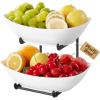 imageLifewit Plastic Fruit Bowl Basket for Kitchen Countertop 3 Tier Fruit Holder with Gold Metal Stand Serving Tray for Food Vegetable Cake Dessert in PartyBlack