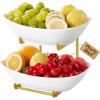 imageLifewit Plastic Fruit Bowl Basket for Kitchen Countertop 3 Tier Fruit Holder with Gold Metal Stand Serving Tray for Food Vegetable Cake Dessert in PartyGold