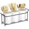 imageLifewit Plastic Silverware Caddy with Metal Rack Utensil Holder for Party Cutlery Flatware Organizer for Kitchen Countertop Forks Spoons Knives Storage for Picnic Camping Outdoor Buffet WhiteWhiteBlack