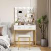 imageLifewit Vanity with Mirror and Lights Adjustable ColorBrightness White Makeup Desk with 2 Drawers and Stool for Bedroom Bathroom Makeup Room