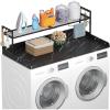 imageLifewit Washer Dryer Countertop with Adjustable Shelf Splice Type 54quot x 275quot Melamine Cover for The Top with Edge Rails Towel Rack 8 Hooks Laundry Room Storage and Organization BlackBlack Marble