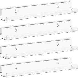 imageLifewit 15quot x 12quot Floating Shelves for Vinyl Record 6 Pack Clear Wall Shelves for Nail PolishBookPictureMakeup Acrylic Display Shelf Organizer for Bedroom Living Room Bathroom Room DecorClear