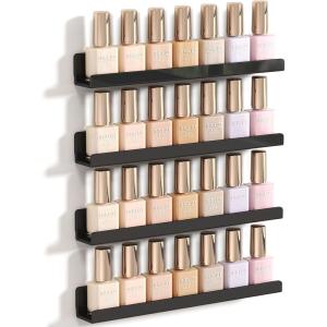 imageLifewit 15quot x 12quot Floating Shelves for Vinyl Record 6 Pack Clear Wall Shelves for Nail PolishBookPictureMakeup Acrylic Display Shelf Organizer for Bedroom Living Room Bathroom Room DecorBlack