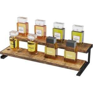 imageLifewit 4Tier Wooden Dispaly Riser with Metal Stand 139 Inch Step Cologne Stand Perfume Organizer Display Shelf for Fragrance Skincare Figurine Spice Tabletop Cabinet 1 Set Rustic Brown1