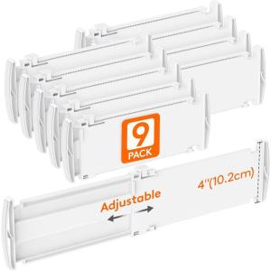 imageLifewit 9 Pack Drawer Dividers 4quot High 105165quot Dresser Drawer Divider Adjustable Drawer Organizers for Clothes Plastic Drawers Separators for Dresser Bedroom Bathroom Kitchen Office9