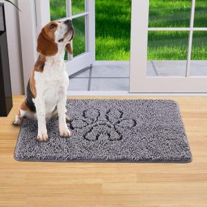 imageLifewit Chenille Indoor Doormat Traps Mud and Water Non Slip LowProfile Rug Doormats for Muddy Shoes and Dog Paws Machine Washable Doormat for Pet Entry Back Door Mud Room 24  36 in GreyGrey