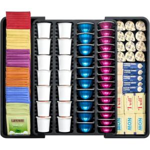 imageLifewit Coffee Pod Holder Drawer Organizer Expandable Coffee Pods Storage Drawers Insert for Tea Bags Bar Organizer Compatible with K Cup Nespresso OriginalLine VertuoLine Capsules Black