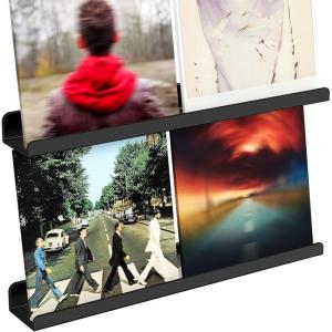 imageLifewit Plastic Black Vinyl Record Display 2 Pack 24 Inches Album Record Wall Mount Holder Long Floating Shelves for Wall for Decor and Storage in Study Bed Room Living RoomBlack