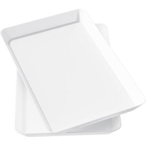 imageLifewit Plastic Serving Tray for Party Supplies 15quot x 10quot White Trays for Serving Food Reusable Large Platter for Buffet Fruit Dessert Snack Veggie Kitchen and Outdoor Use Rectangle 3 PcsWhite