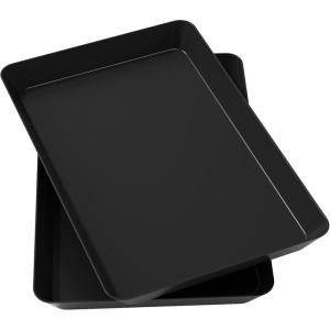 imageLifewit Plastic Serving Tray for Party Supplies 15quot x 10quot White Trays for Serving Food Reusable Large Platter for Buffet Fruit Dessert Snack Veggie Kitchen and Outdoor Use Rectangle 3 PcsBlack