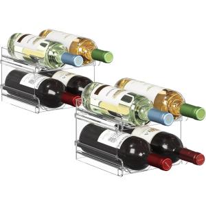 imageLifewit Plastic Stackable Wine Rack for Refrigerator Cabinet CountertopWine Bottle Holder Water Bottle Organizer for Fridge Pantry Hold 4 BottlesClear