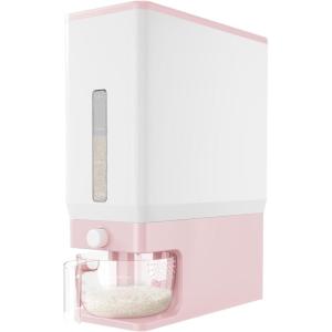 imageLifewit Rice Container 254 Lbs Rice Dispenser with Measuring Cup Cereal Containers Storage Sealed Moisture Proof Rice Bucket Dry Food Grain Flour Soybean for Kitchen Pantry Household WhitePink