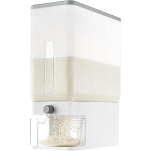 imageLifewit Rice Container 254 Lbs Rice Dispenser with Measuring Cup Cereal Containers Storage Sealed Moisture Proof Rice Bucket Dry Food Grain Flour Soybean for Kitchen Pantry Household WhiteClear