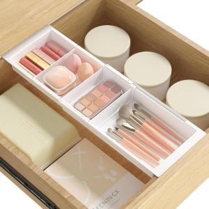 imageLifewit Sliding Makeup Drawer Organizer Trays with Inserts Extendable Hanging Desk Drawer Divider Fits 1320quot Deep Drawers 18quot High Plastic Organizer Tray for Vanity Office Kitchen WhiteWhite