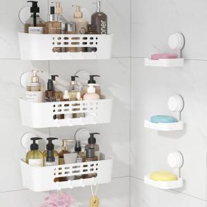 imageLifewit Suction Cup Shower Caddy  Soap Dish Removable 108inch Basket and Bar Soap Holder for Inside Shower NODrilling Bathroom Kitchen Organizers and Storage Rack for Shampoo 1 Set3 Large Shower Caddy Set