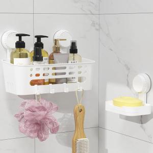 imageLifewit Suction Cup Shower Caddy  Soap Dish Removable 108inch Basket and Bar Soap Holder for Inside Shower NODrilling Bathroom Kitchen Organizers and Storage Rack for Shampoo 1 Set1 Small Shower Caddy Set