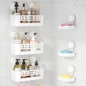 imageLifewit Suction Cup Shower Caddy  Soap Dish Removable 108inch Basket and Bar Soap Holder for Inside Shower NODrilling Bathroom Kitchen Organizers and Storage Rack for Shampoo 1 Set3 Small Shower Caddy Set