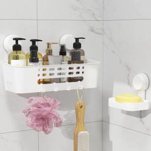 imageLifewit Suction Cup Shower Caddy  Soap Dish Removable 108inch Basket and Bar Soap Holder for Inside Shower NODrilling Bathroom Kitchen Organizers and Storage Rack for Shampoo 1 Set1 Large Shower Caddy Set