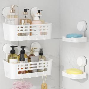 imageLifewit Suction Cup Shower Caddy  Soap Dish Removable 108inch Basket and Bar Soap Holder for Inside Shower NODrilling Bathroom Kitchen Organizers and Storage Rack for Shampoo 1 Set2 Small Shower Caddy Set